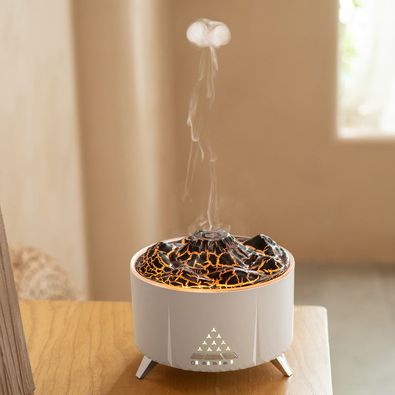 Flame Aroma Diffuser Air Humidifier Home Aromatherapy Fire Ultrasonic Essential Oil Diffuser With Bluetooth Speaker White Noise