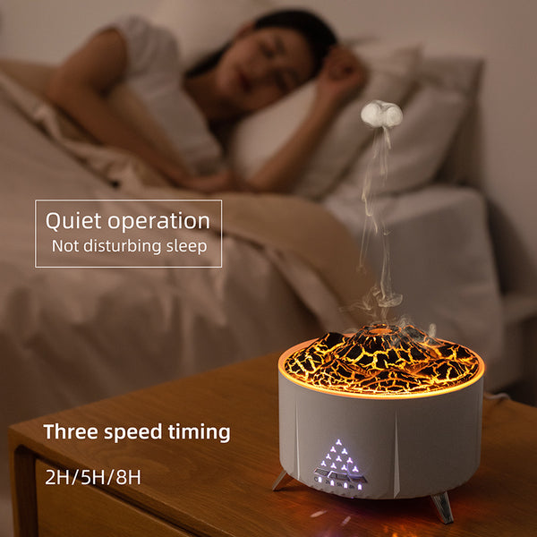 Flame Aroma Diffuser Air Humidifier Home Aromatherapy Fire Ultrasonic Essential Oil Diffuser With Bluetooth Speaker White Noise