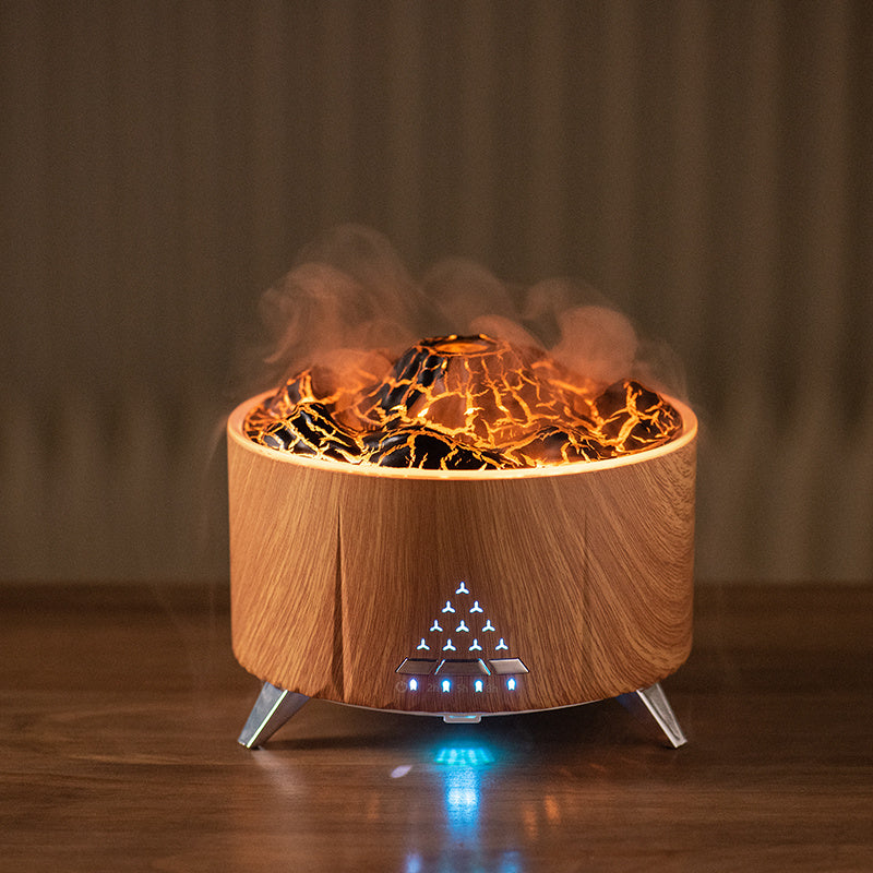 Flame Aroma Diffuser Air Humidifier Home Aromatherapy Fire Ultrasonic Essential Oil Diffuser With Bluetooth Speaker White Noise